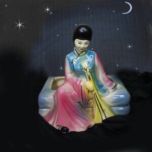 Vintage Asian Figurine Planter - Royal Copley Asian Girl Planter.